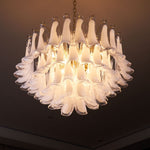 Fiora Pink Glass Chandelier – 17-Light Tiered Murano-Style Pendant for Dining Room & Living Room