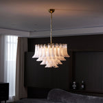 Fiora Pink Glass Chandelier – 17-Light Tiered Murano-Style Pendant for Dining Room & Living Room