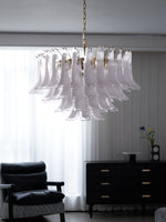 Fiora Pink Glass Chandelier – 17-Light Tiered Murano-Style Pendant for Dining Room & Living Room