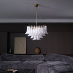 Fiora Pink Glass Chandelier – 17-Light Tiered Murano-Style Pendant for Dining Room & Living Room