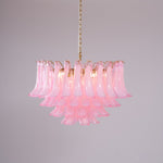 Fiora Pink Glass Chandelier – 17-Light Tiered Murano-Style Pendant for Dining Room & Living Room