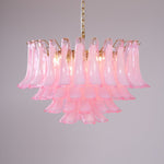 Fiora Pink Glass Chandelier – 17-Light Tiered Murano-Style Pendant for Dining Room & Living Room