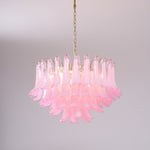 Fiora Pink Glass Chandelier – 17-Light Tiered Murano-Style Pendant for Dining Room & Living Room