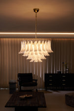 Fiora Pink Glass Chandelier – 17-Light Tiered Murano-Style Pendant for Dining Room & Living Room