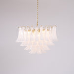Fiora Pink Glass Chandelier – 17-Light Tiered Murano-Style Pendant for Dining Room & Living Room
