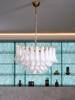 Fiora Pink Glass Chandelier – 17-Light Tiered Murano-Style Pendant for Dining Room & Living Room