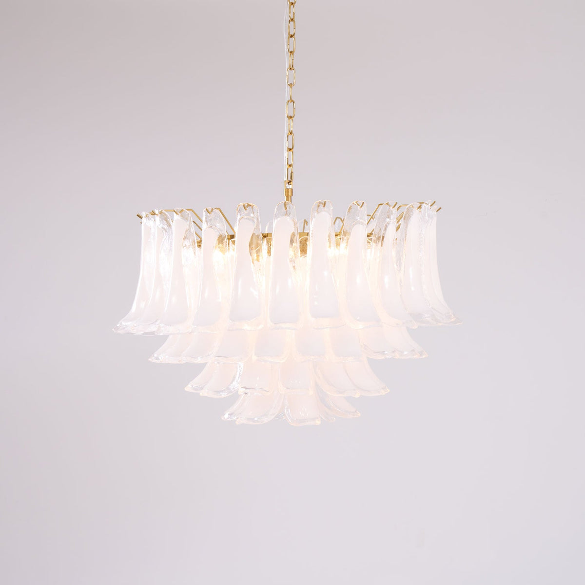 Fiora Pink Glass Chandelier – 17-Light Tiered Murano-Style Pendant for Dining Room & Living Room