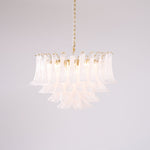 Fiora Pink Glass Chandelier – 17-Light Tiered Murano-Style Pendant for Dining Room & Living Room