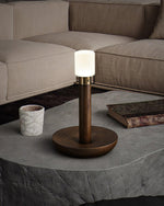 Fire Stick Cordless Wooden Table Lamp with LED