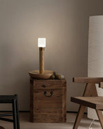 Fire Stick Cordless Wooden Table Lamp with LED