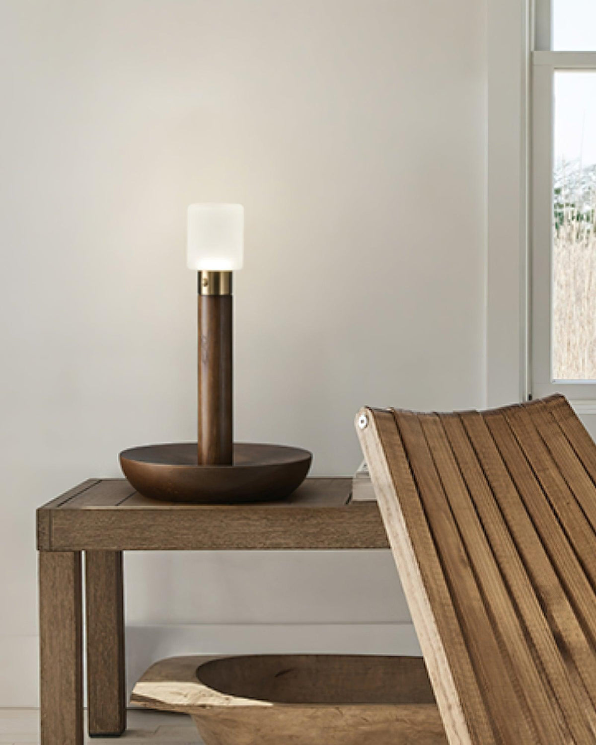 Fire Stick Cordless Wooden Table Lamp with LED