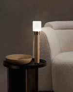 Fire Stick Cordless Wooden Table Lamp with LED