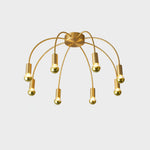 Fireworks Semi Flush Mount Ceiling Light in Brass and Glass for Modern Interiors