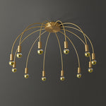 Fireworks Semi Flush Mount Ceiling Light in Brass and Glass for Modern Interiors