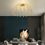 Fireworks Semi Flush Mount Ceiling Light in Brass and Glass for Modern Interiors