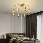 Fireworks Semi Flush Mount Ceiling Light in Brass and Glass for Modern Interiors