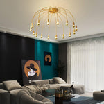 Fireworks Semi Flush Mount Ceiling Light in Brass and Glass for Modern Interiors
