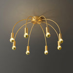 Fireworks Semi Flush Mount Ceiling Light in Brass and Glass for Modern Interiors