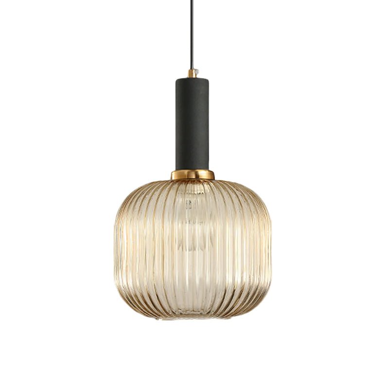 Flair Glass Pendant Light – Art Deco Reeded Glass Ceiling Lamp for Dining Room and Living Room
