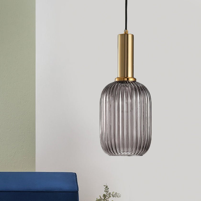 Flair Glass Pendant Light – Art Deco Reeded Glass Ceiling Lamp for Dining Room and Living Room