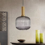 Flair Glass Pendant Light – Art Deco Reeded Glass Ceiling Lamp for Dining Room and Living Room