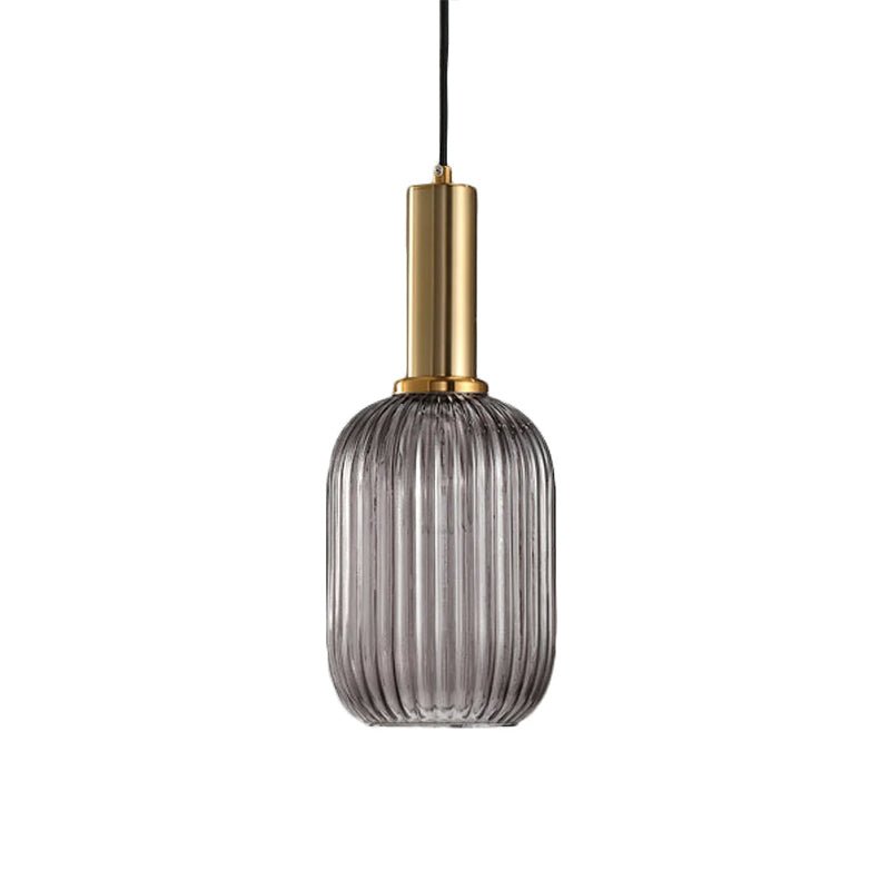 Flair Glass Pendant Light – Art Deco Reeded Glass Ceiling Lamp for Dining Room and Living Room