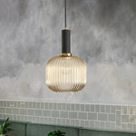 Flair Glass Pendant Light – Art Deco Reeded Glass Ceiling Lamp for Dining Room and Living Room