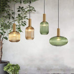 Flair Glass Pendant Light – Art Deco Reeded Glass Ceiling Lamp for Dining Room and Living Room