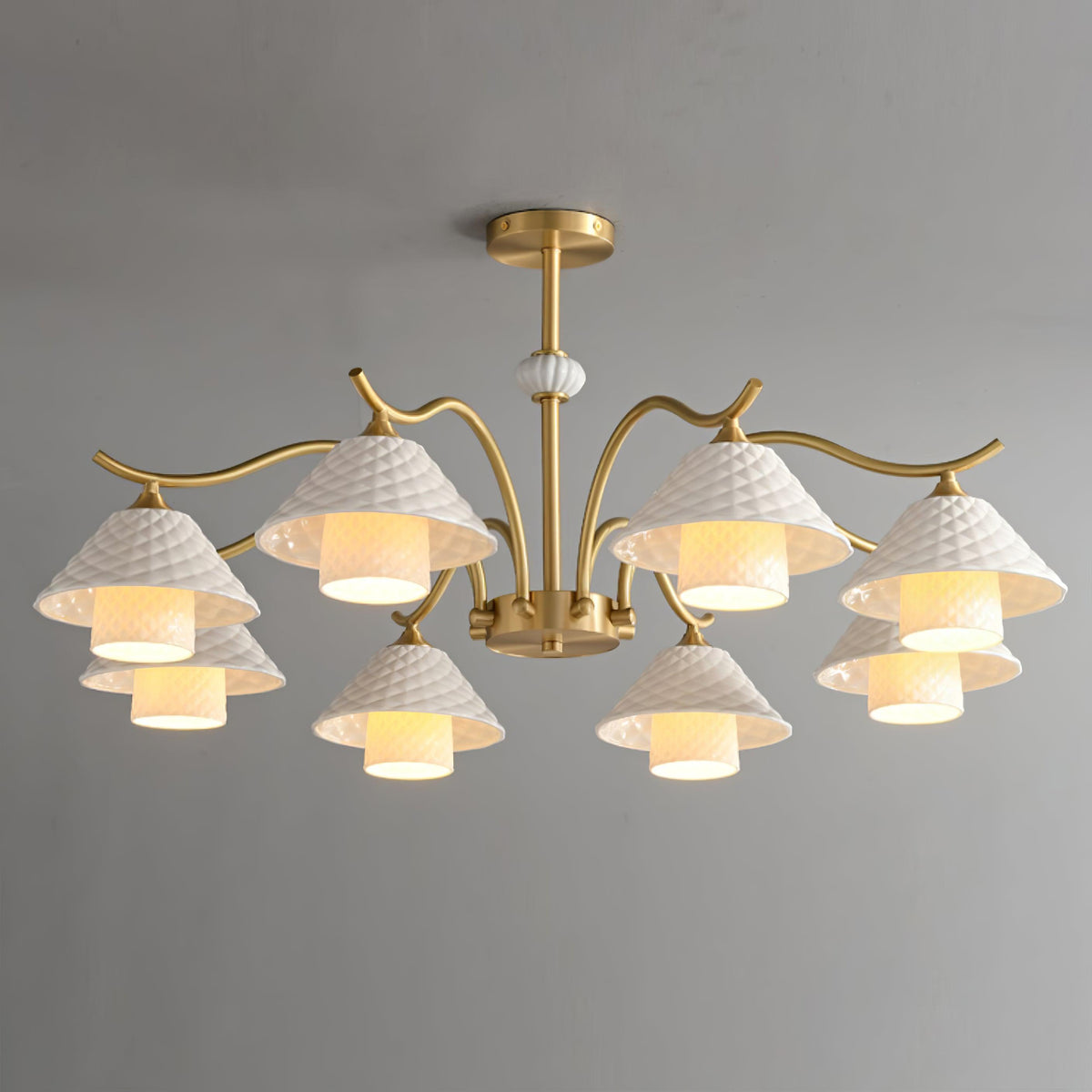 flared-gold-ceramic-chandelier