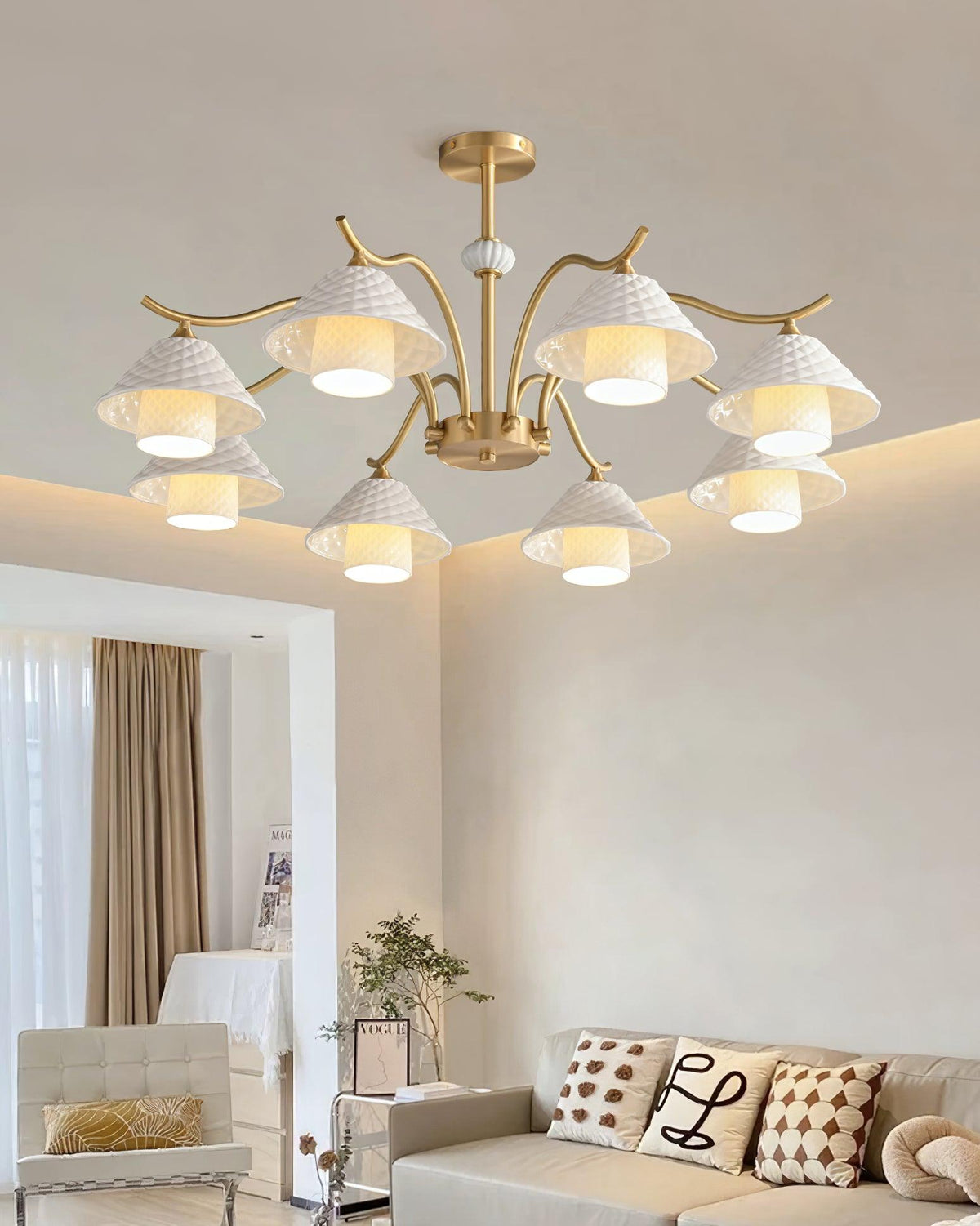 flared-gold-ceramic-chandelier
