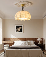 Fleurina Flush Mount Ceiling Light – Fabric, Metal & Wood