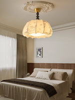 Fleurina Flush Mount Ceiling Light – Fabric, Metal & Wood