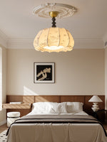 Fleurina Flush Mount Ceiling Light – Fabric, Metal & Wood