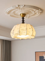 Fleurina Flush Mount Ceiling Light – Fabric, Metal & Wood