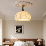 Fleurina Flush Mount Ceiling Light – Fabric, Metal & Wood