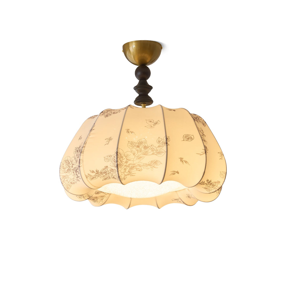 Fleurina Flush Mount Ceiling Light – Fabric, Metal & Wood