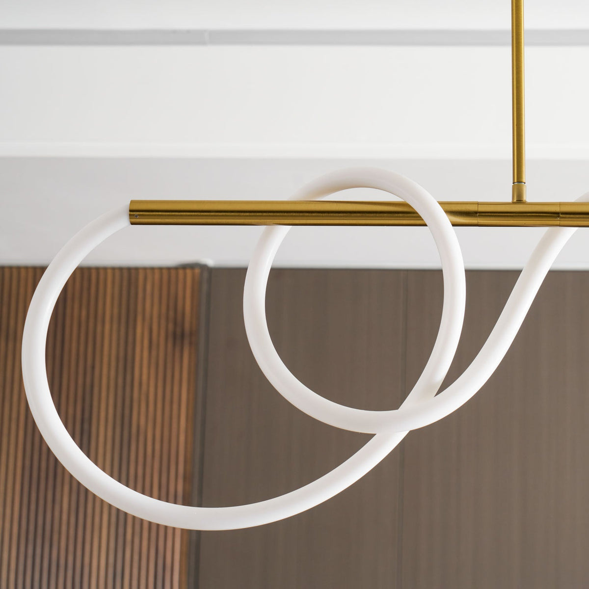 Sculptural Linear Curve LED Chandelier in Gold or Black