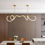 Sculptural Linear Curve LED Chandelier in Gold or Black