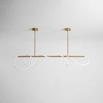 Sculptural Linear Curve LED Chandelier in Gold or Black