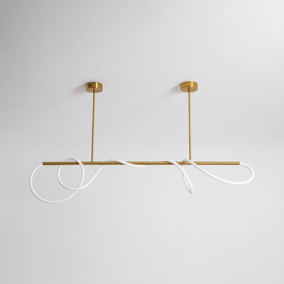 Sculptural Linear Curve LED Chandelier in Gold or Black