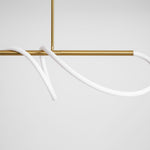 Sculptural Linear Curve LED Chandelier in Gold or Black