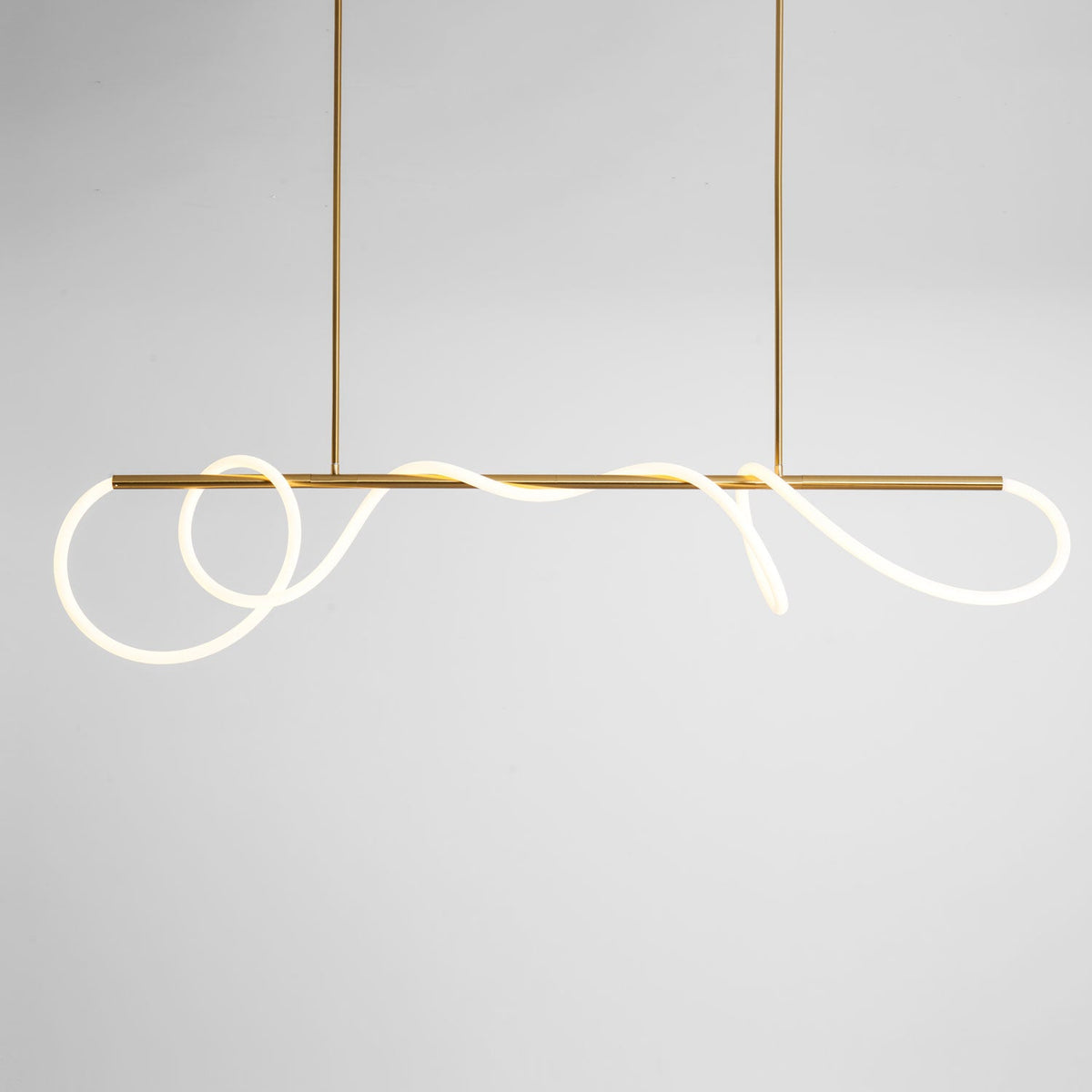 Sculptural Linear Curve LED Chandelier in Gold or Black