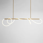Sculptural Linear Curve LED Chandelier in Gold or Black