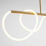 Sculptural Linear Curve LED Chandelier in Gold or Black