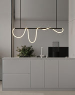 Sculptural Linear Curve LED Chandelier in Gold or Black