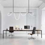 Sculptural Linear Curve LED Chandelier in Gold or Black