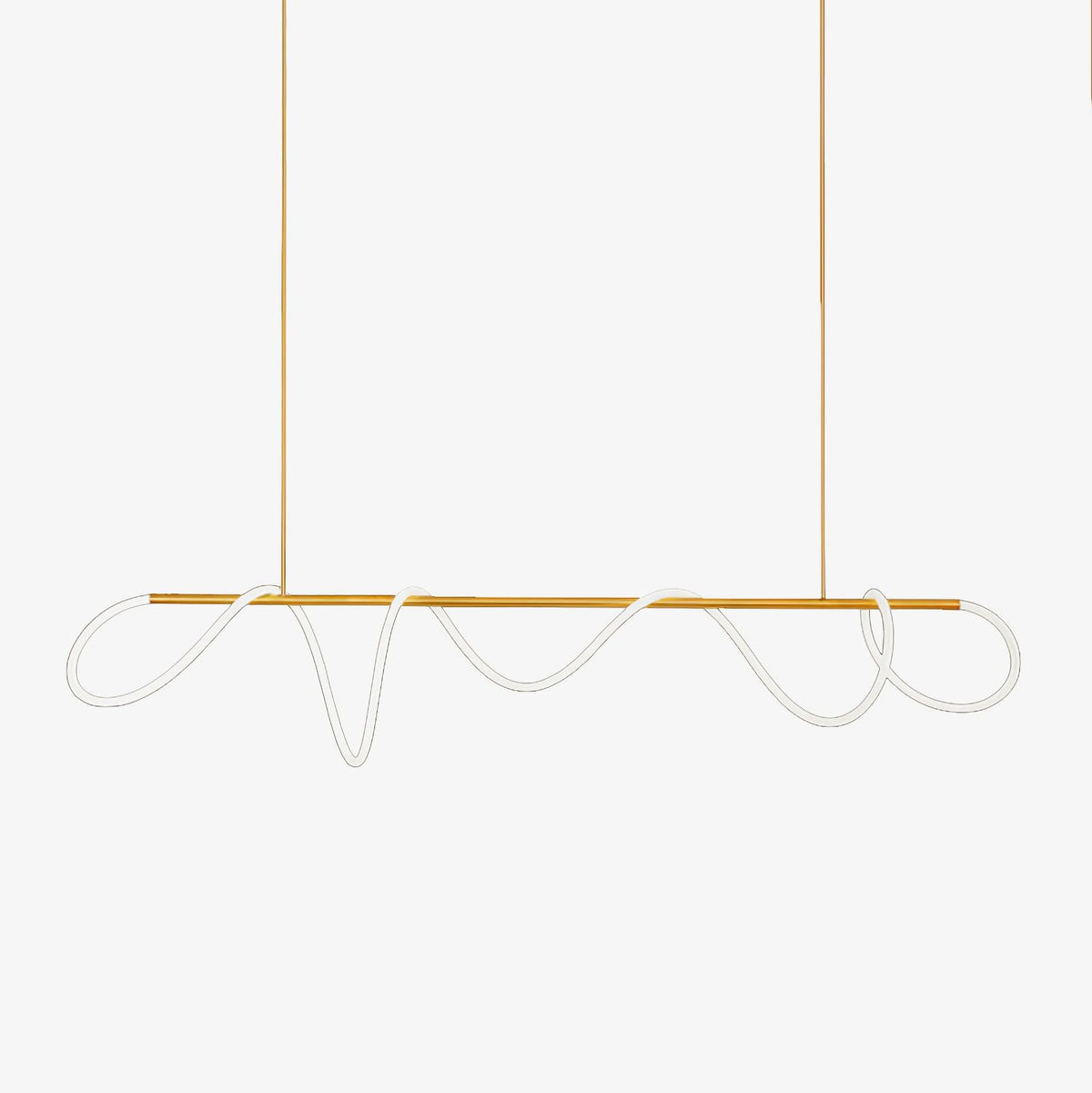 Sculptural Linear Curve LED Chandelier in Gold or Black