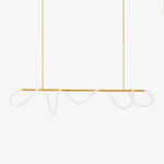Sculptural Linear Curve LED Chandelier in Gold or Black