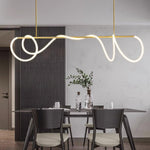 Sculptural Linear Curve LED Chandelier in Gold or Black
