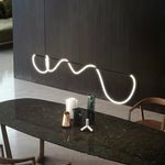 Sculptural Linear Curve LED Chandelier in Gold or Black
